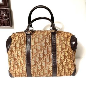 Christian Dior Authentic Vintage Boston bag Brown monogram canvas leather line